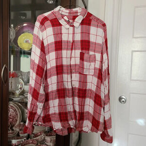 Universal Thread Women's Oversized Plaid Button Down Flannel Shirt Size XXLarge